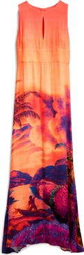 Desigual Print Sleeveless Maxi Dress