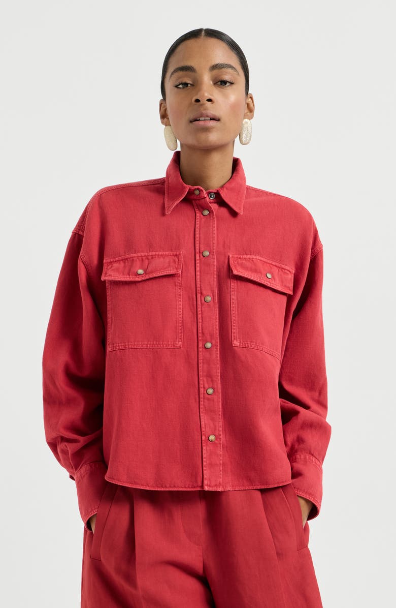 Brunello Cucinelli Garment-dyed cover shirt, Alternate, color, Red