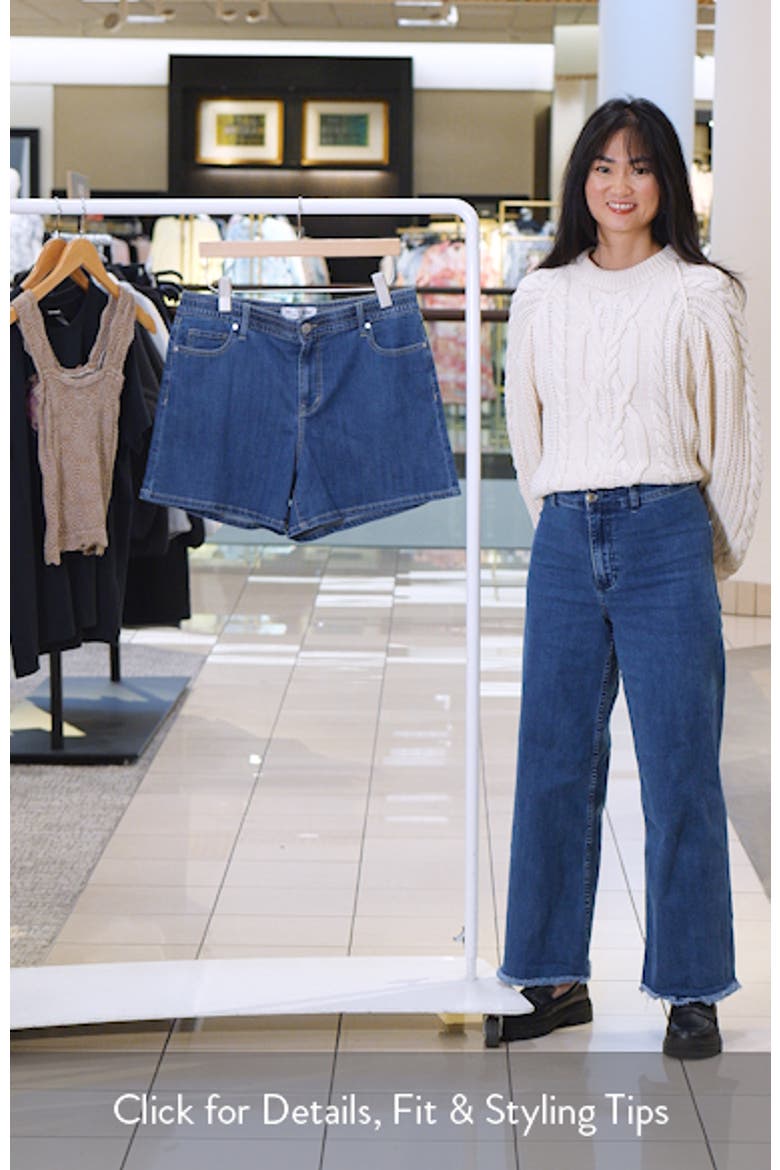 High Waist A-Line Mid Thigh Denim Shorts video