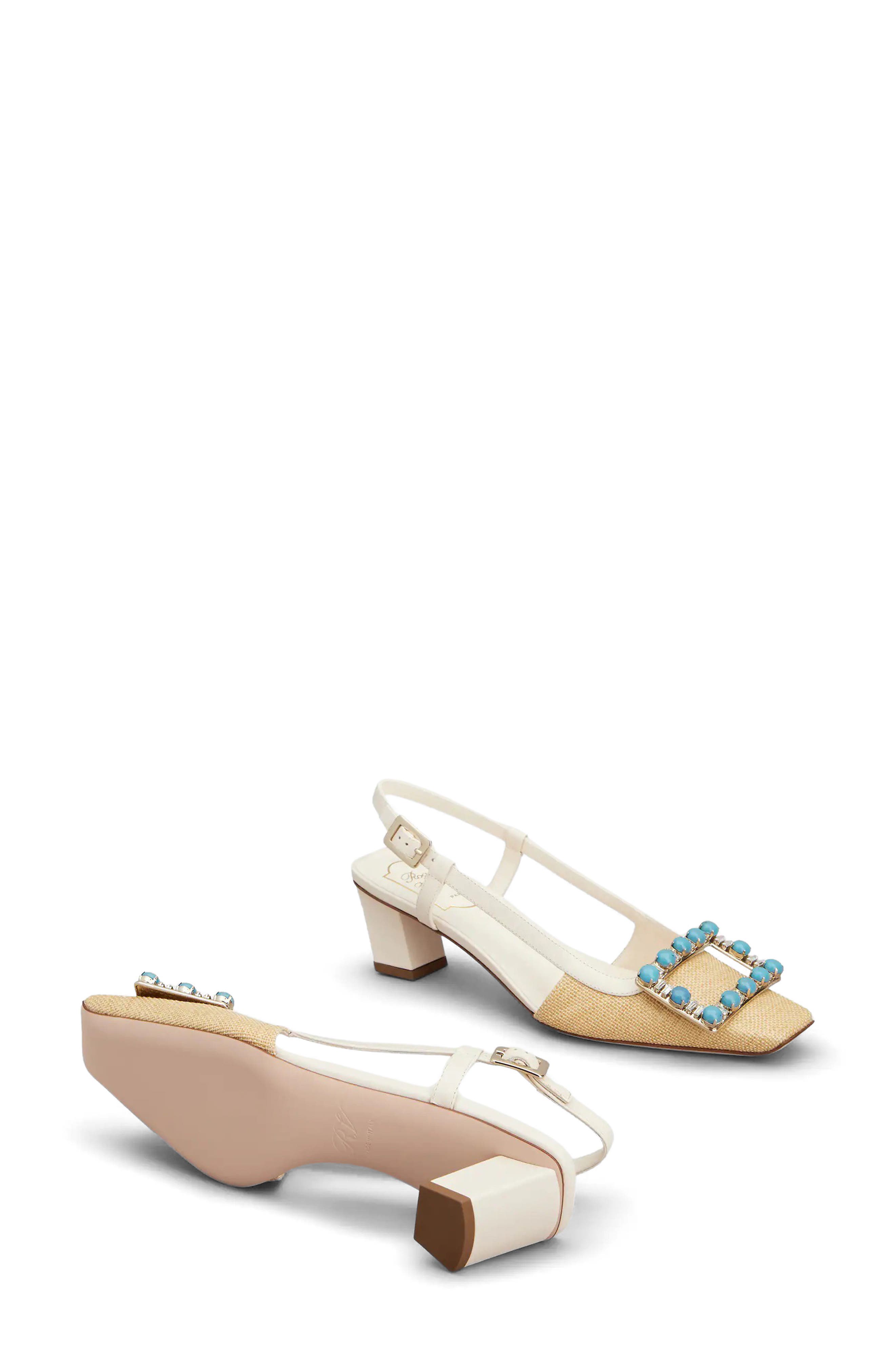Pietre Dure Slingback Pump, Alternate, color, IVORY