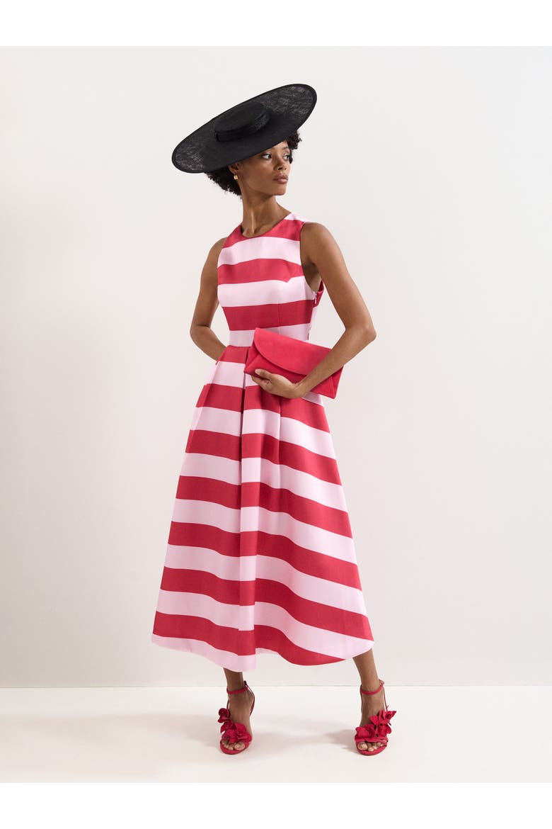 Kiria Stripe Satin Midi Dress, Main, color, Pink