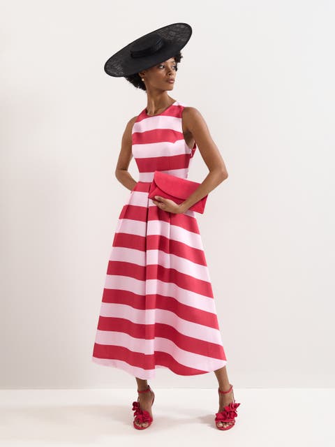 Kiria Stripe Satin Midi Dress