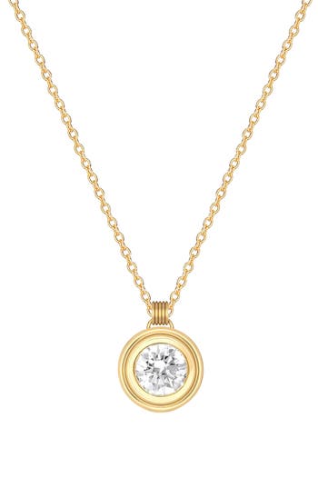 Gabi Rielle Bezel Round Cubic Zirconia Solitaire Pendant Necklace In Gold