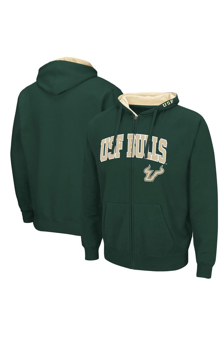 Men's Colosseum Green South Florida Bulls Arch & Logo 3.0 Full-Zip Hoodie, Main, color, Green