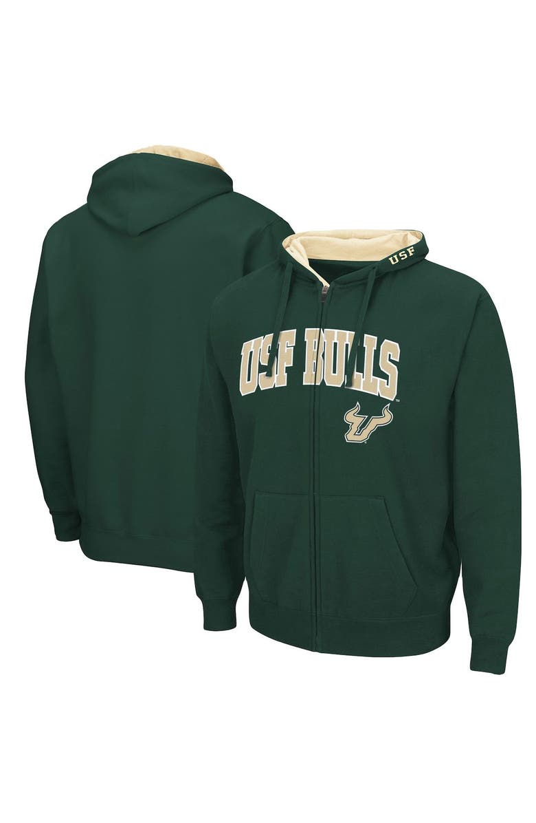 COLOSSEUM Men's Colosseum Green South Florida Bulls Arch & Logo 3.0 Full-Zip Hoodie, Main, color,