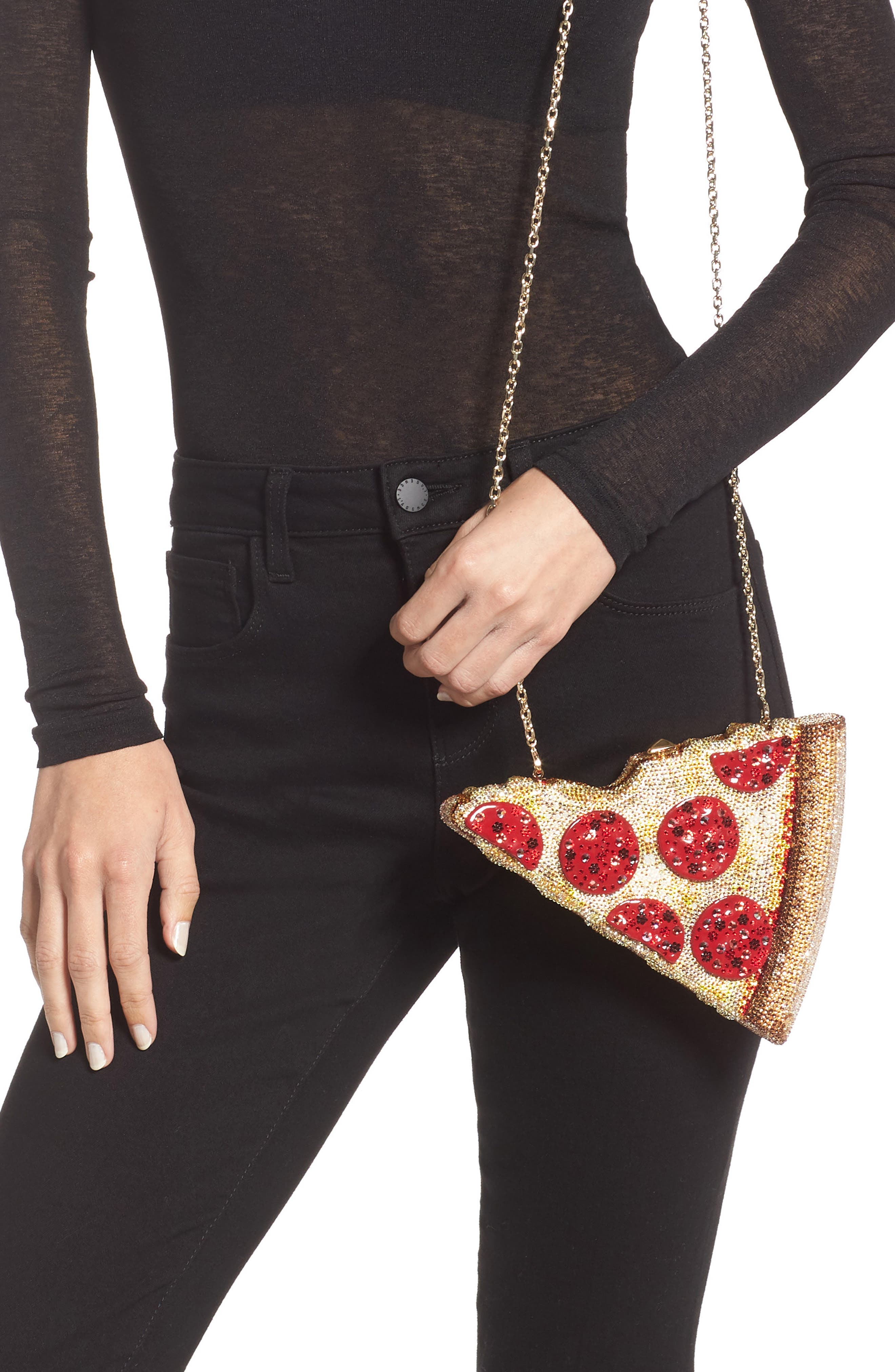 JUDITH LEIBER COUTURE Judith Leiber Crystal Pizza Bag, Alternate, color, 