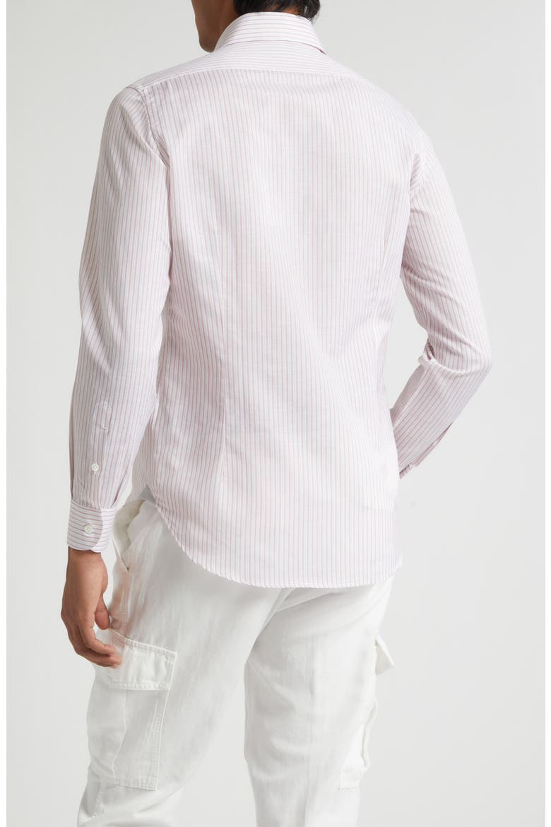 Dandy Collar Stripe Cotton & Linen Button-Up Shirt, Alternate, color, DUSTY PINK