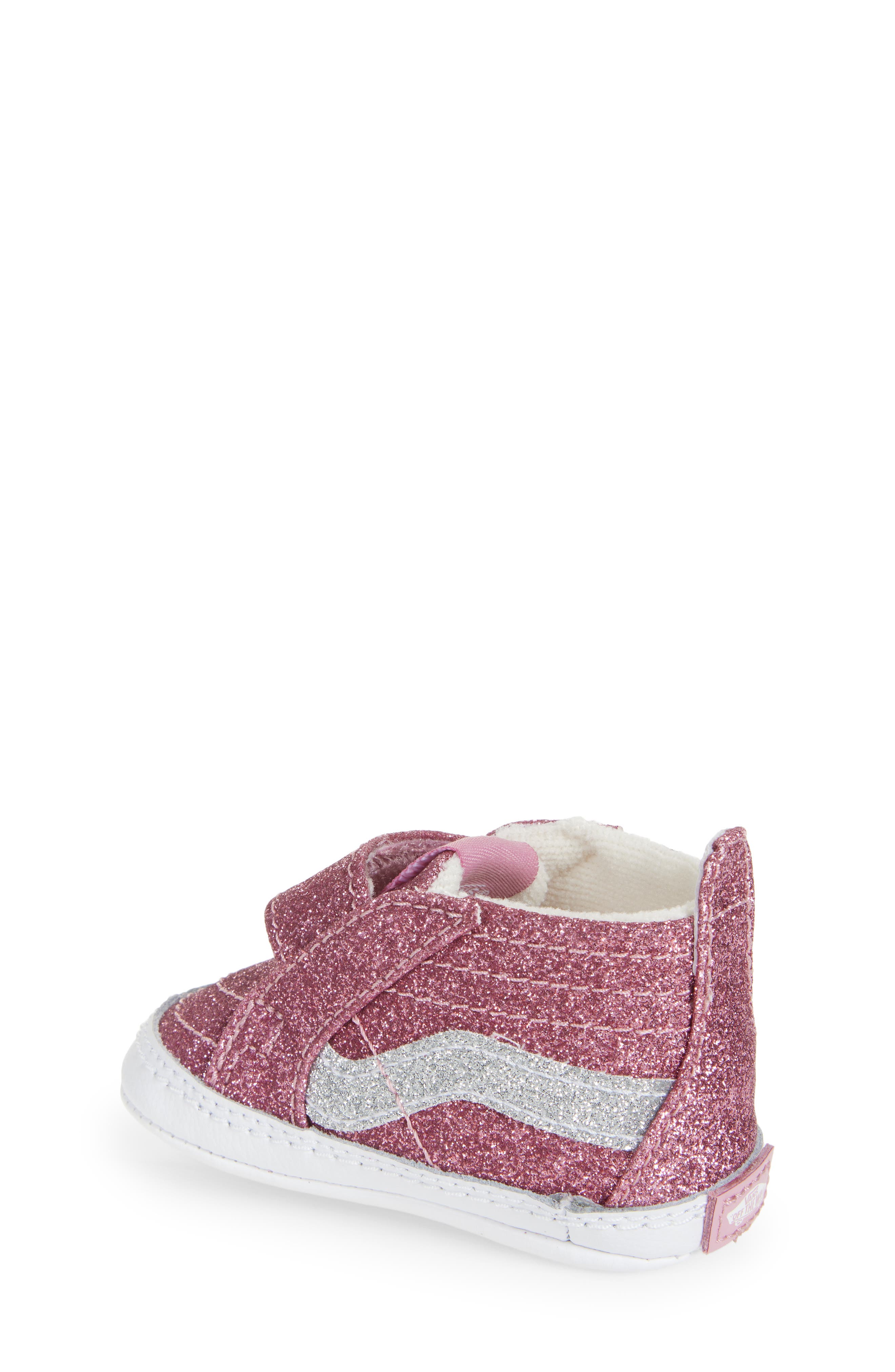 Vans Sk8-Hi Glitter Crib Shoe, Alternate, color, Glitter Pink Dawn