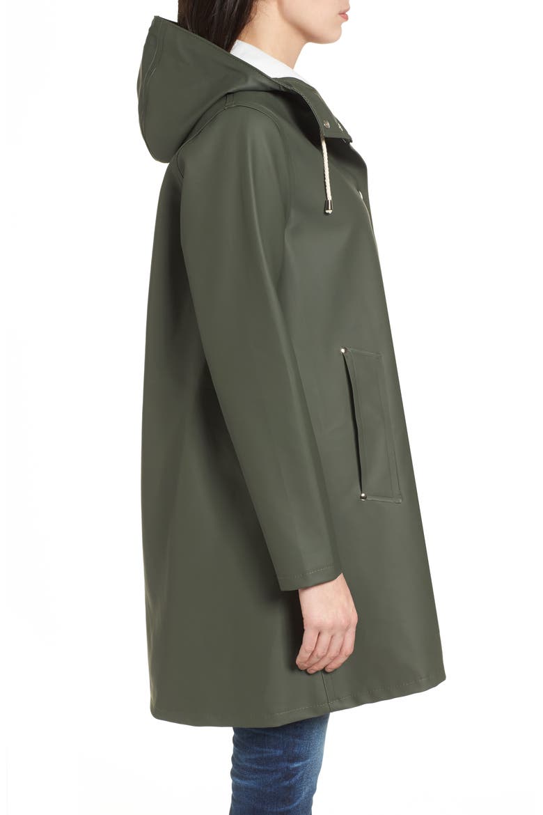 Mosebacke Hooded Long Sleeve Raincoat, Alternate, color, GREEN