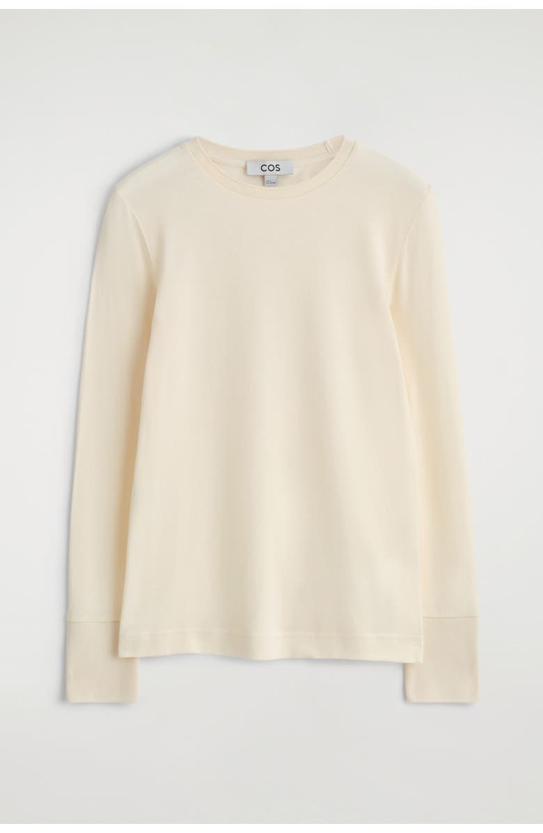 COS Cotton Jersey Long-Sleveled Top, Alternate, color, Off-White
