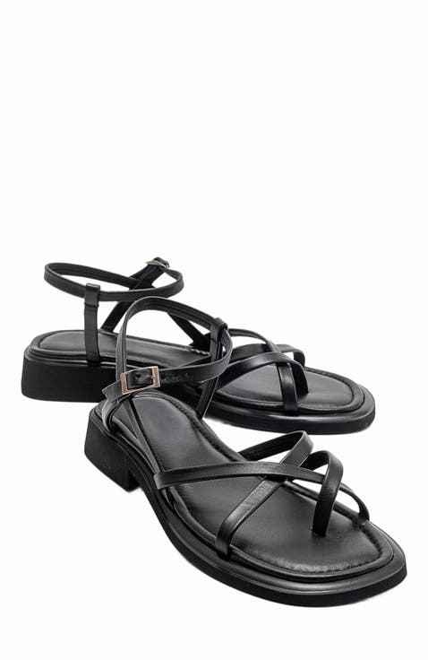 Antas Strappy Leather Flat Sandals (Women)