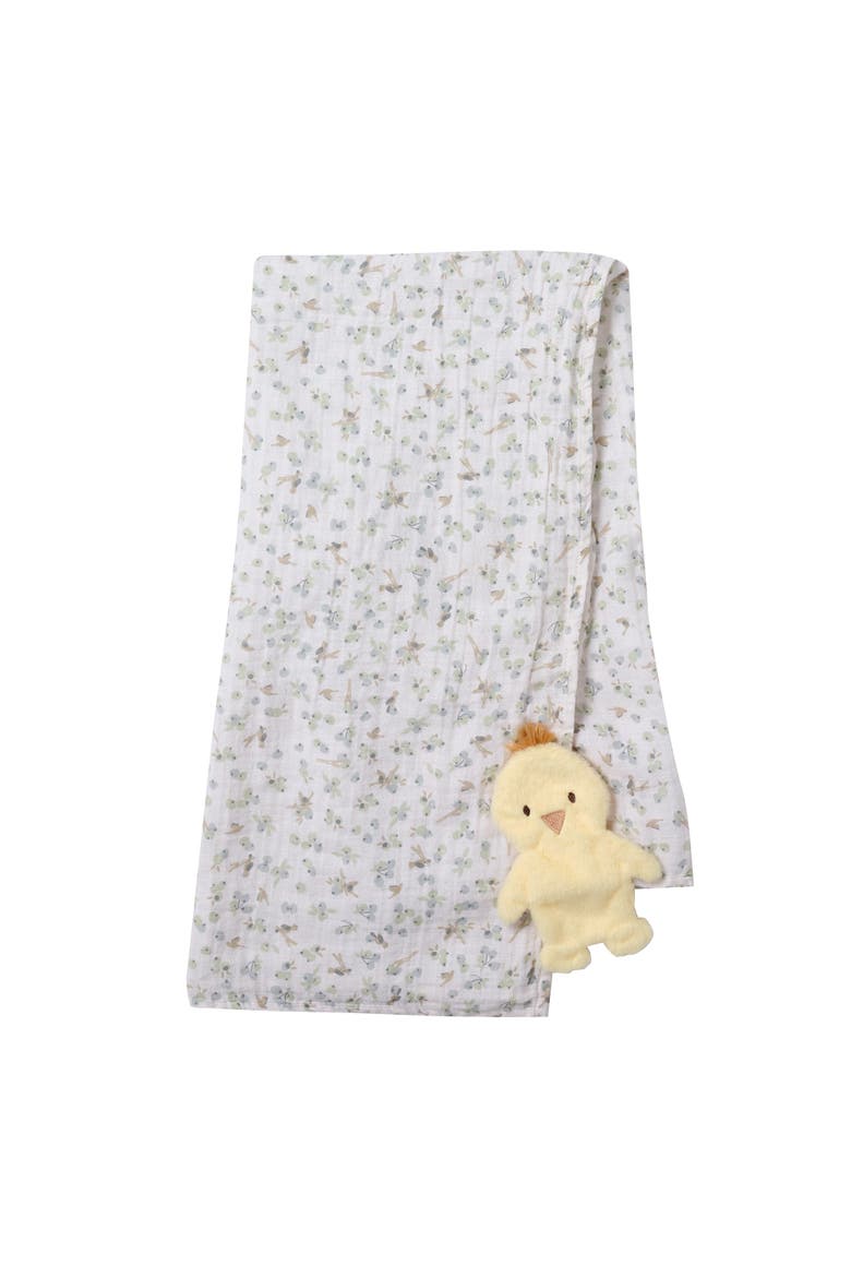 Ducky Cotton Muslin Swaddle Blanket w/ Lovey Baby Gift Set, Alternate, color, White