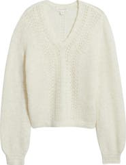 Treasure & Bond Oversize Pointelle V-Neck Sweater