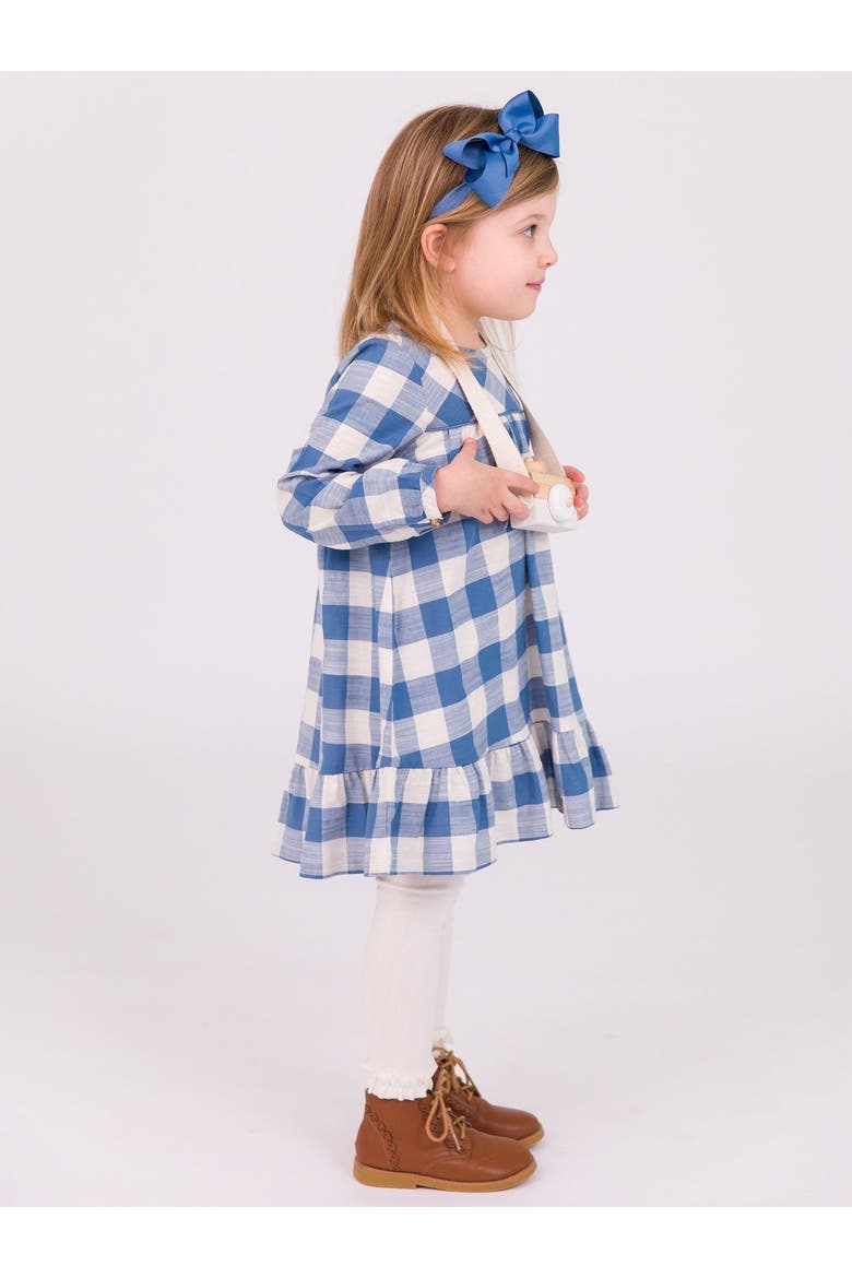 Toddler Girls Long Sleeve Ruffle Hem Dress, Alternate, color, Countryside Blue Plaid