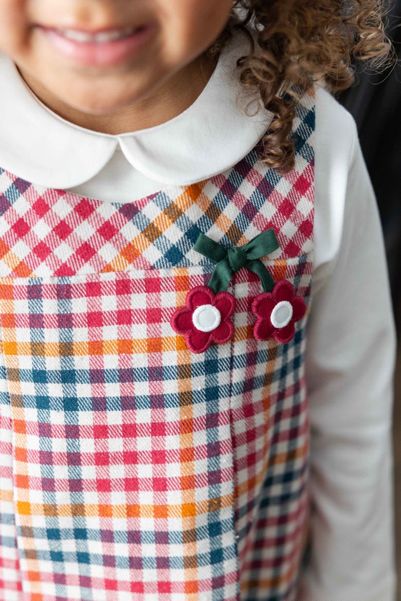 Plaid Jumper with Flowers, Alternate, color, Multicolor Plaid