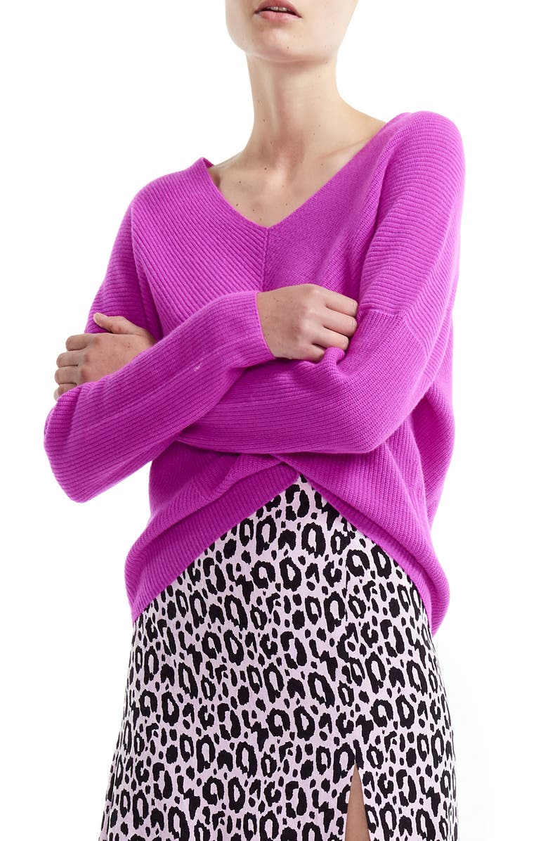 maje Madina Ribbed Cashmere Sweater, Main, color,