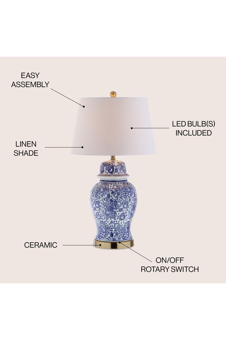 Ellis Chinoiserie Ceramic LED Table Lamp, Alternate, color, Blue/White
