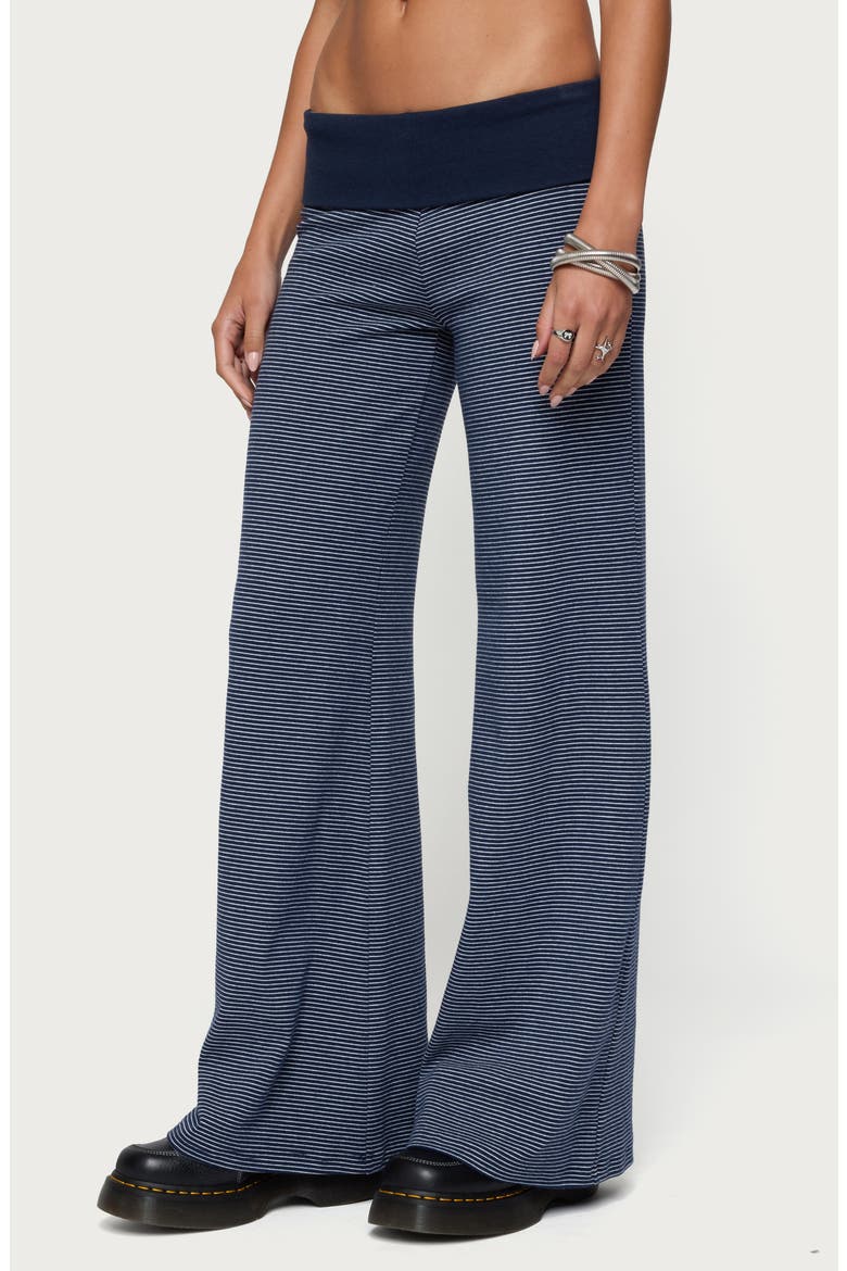 Amarna Stripe Foldover Pants, Alternate, color, NAVY-AND-WHITE