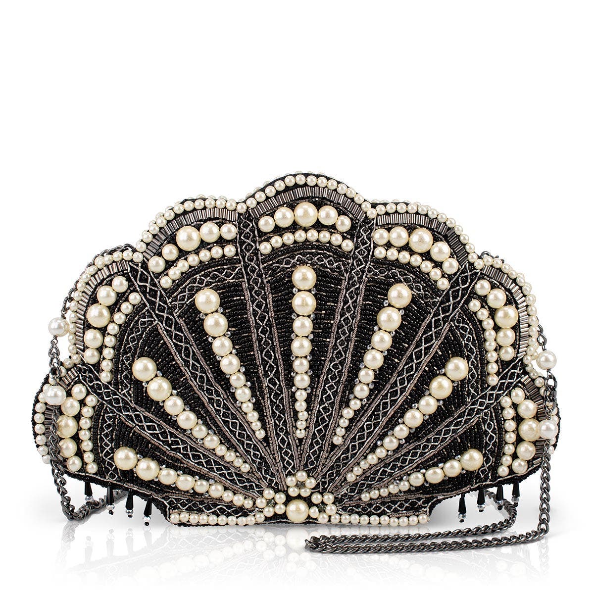 Mary Frances Accessories Ocean of Pearls Crossbody Handbag, Main, color, Black