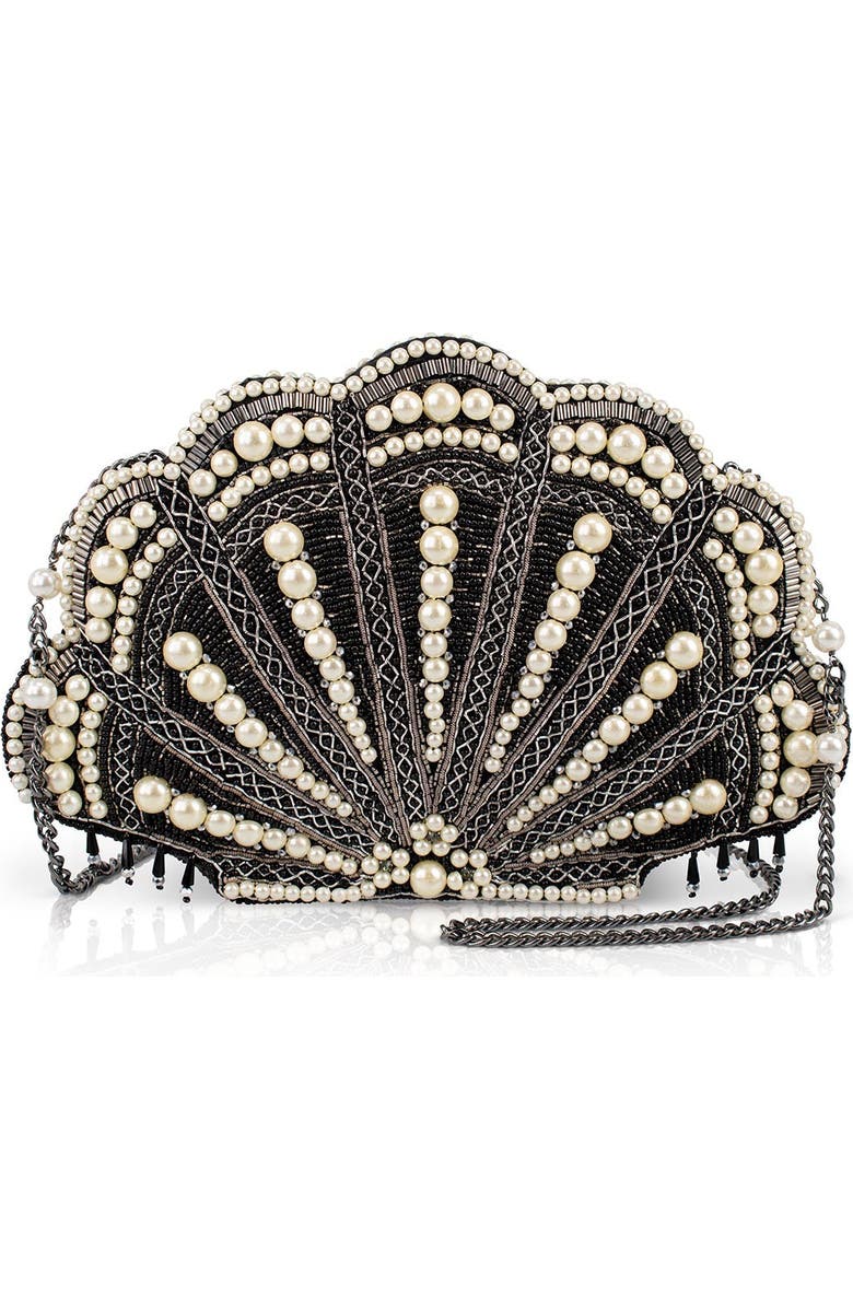 Mary Frances Accessories Ocean of Pearls Crossbody Handbag, Main, color, Black