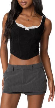 EDIKTED Rosetta Peekaboo Lace Crop Top