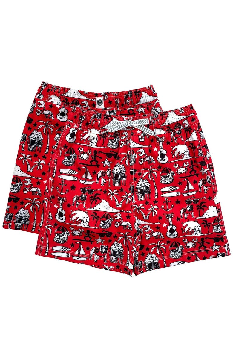 Wes & Willy Youth Wes & Willy Red Georgia Bulldogs Luau Swim Trunks, Main, color,