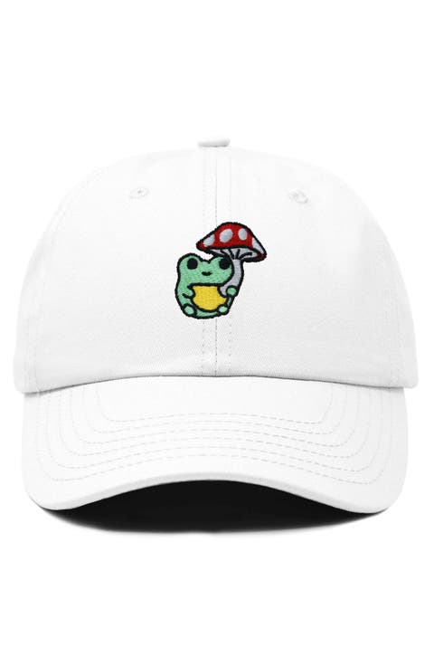 Mushroom Frog Embroidered Hat