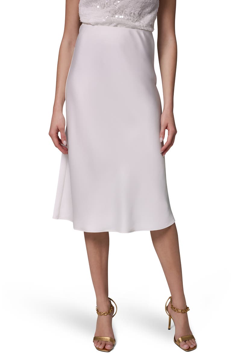 Satin Midi Skirt, Main, color, CREAM