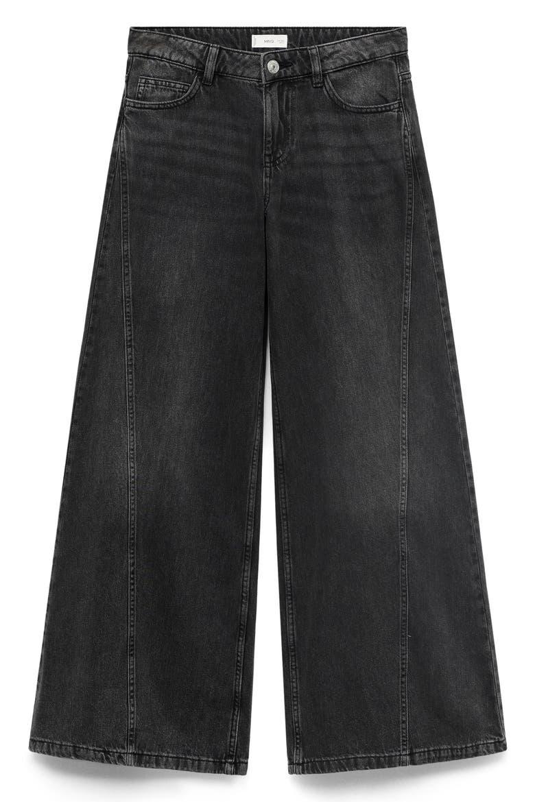 Seamed Low Rise Wide Leg Jeans, Alternate, color, BLACK DENIM