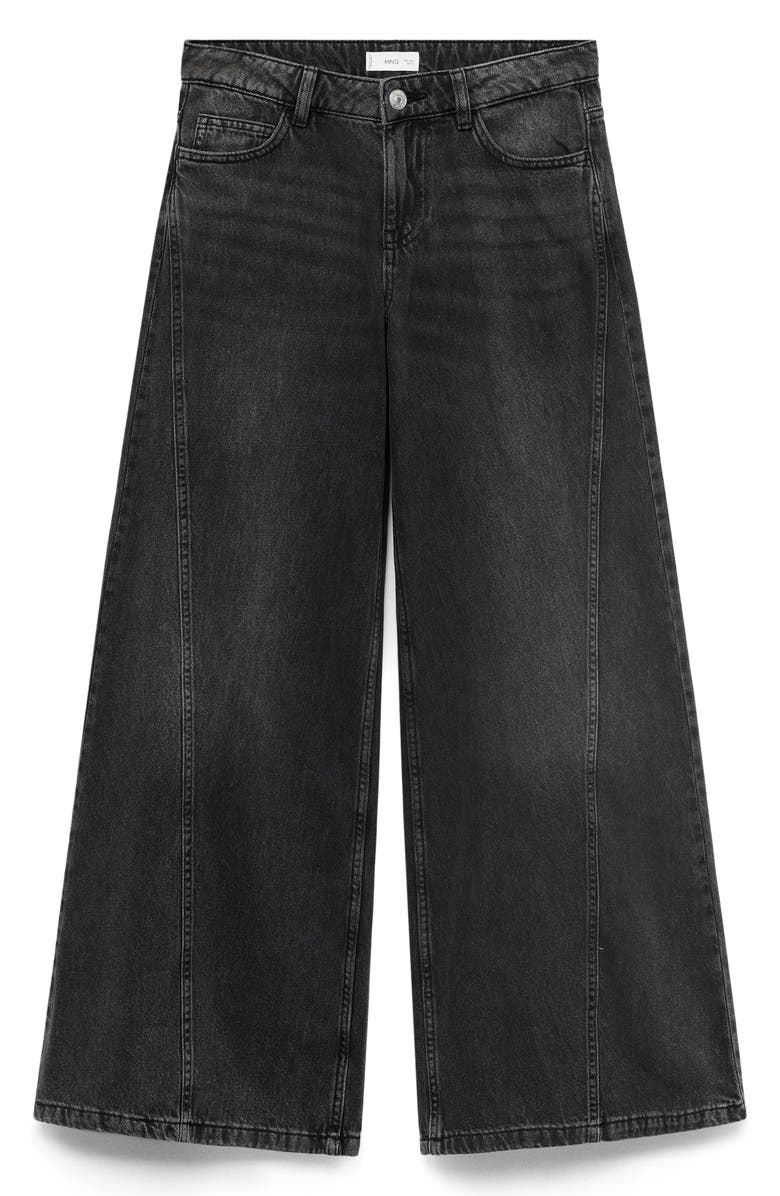 MANGO TEEN Seamed Low Rise Wide Leg Jeans, Alternate, color, Black Denim