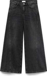 MANGO TEEN Seamed Low Rise Wide Leg Jeans