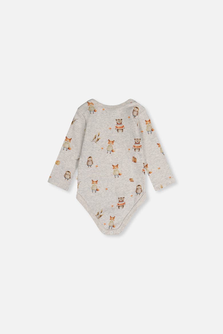 Organic Cotton Woodland Animal Snap Envelope Neck Romper, Alternate, color, Beige Animal Print