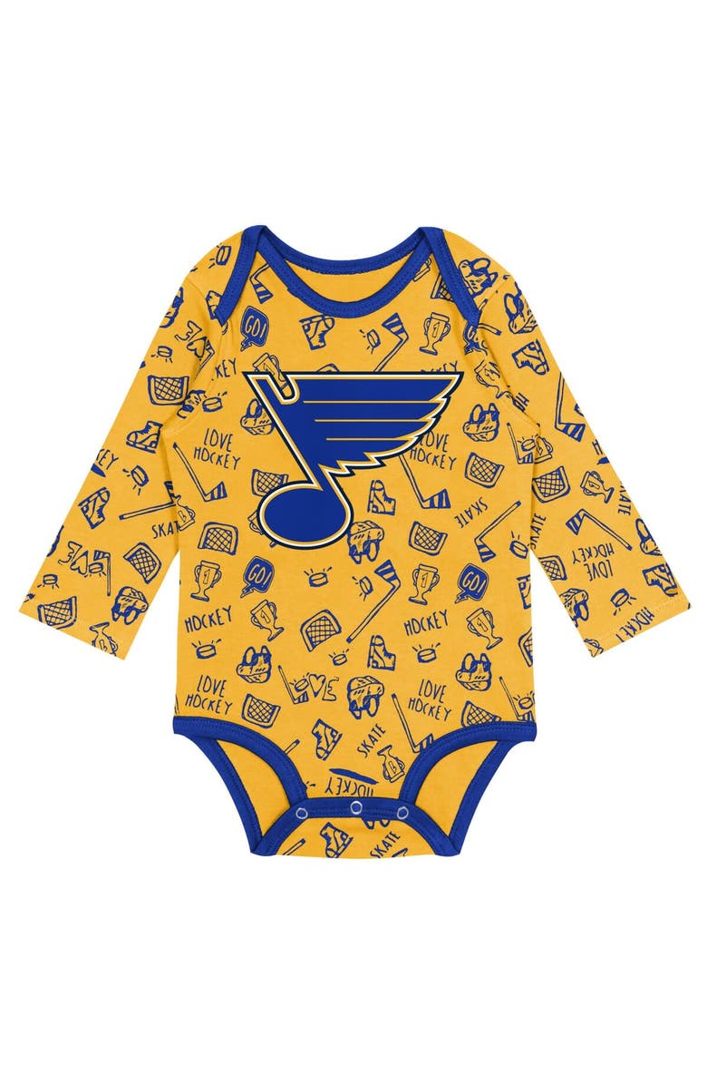 Outerstuff Infant Gold St. Louis Blues Dynamic Defender Long Sleeve Bodysuit, Alternate, color, Gold