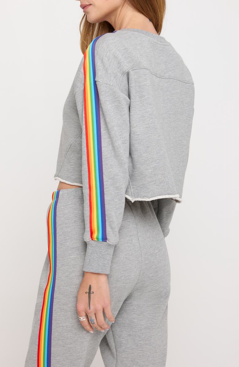 Spiritual Gangster Rainbow Stripe Cotton & Modal Crop Sweatshirt, Alternate, color, 