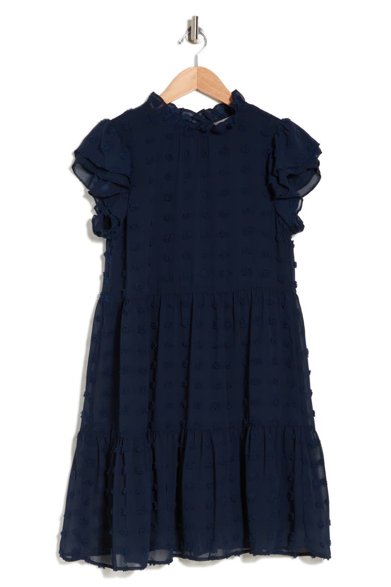Kelsey Chiffon Mini Swiss Dot Dress, Alternate, color, NAVY BLAZER