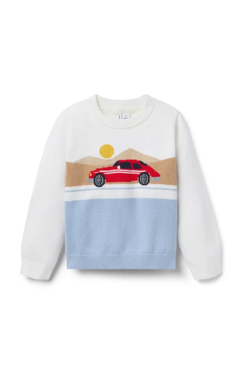 Janie And Jack The Race Car Sweater In White