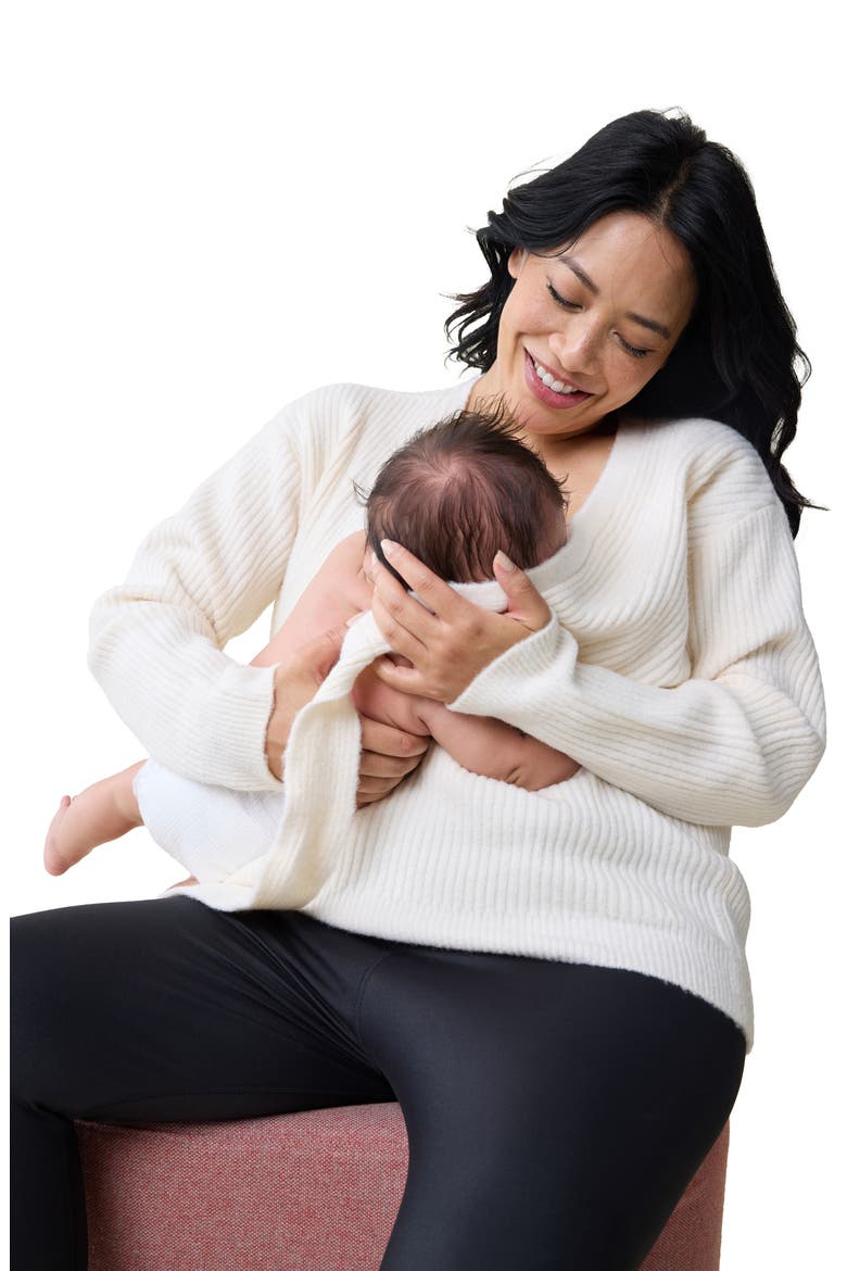Rib Maternity/Nursing Wrap Sweater, Alternate, color, CREAM