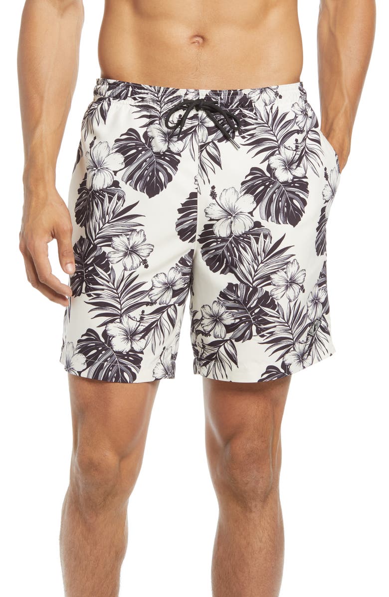 PacSun Hawaii Floral Swim Trunks, Main, color, 