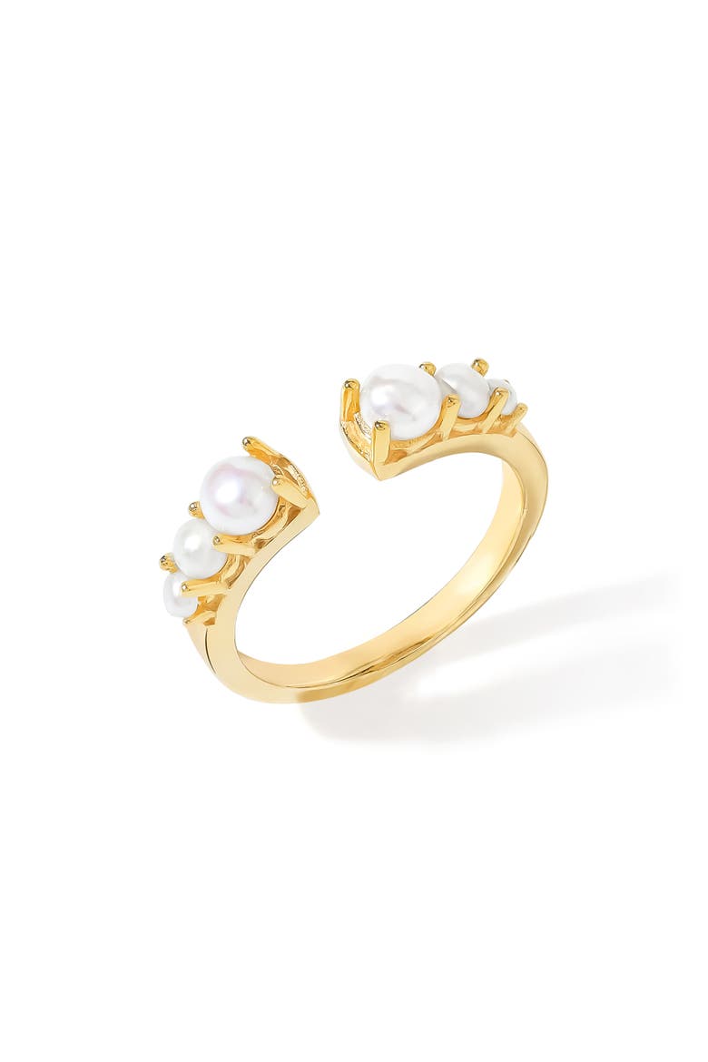 Cultured Pearl Split Shank Ring, Main, color, WHITE