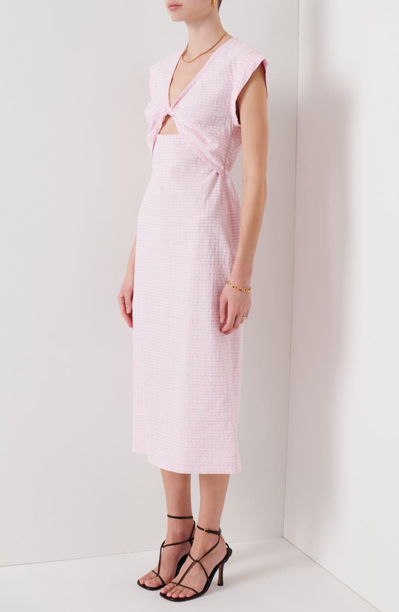 Derek Lam 10 Crosby Barbara Gingham Twist Front Cutout Midi Dress, Alternate, color,