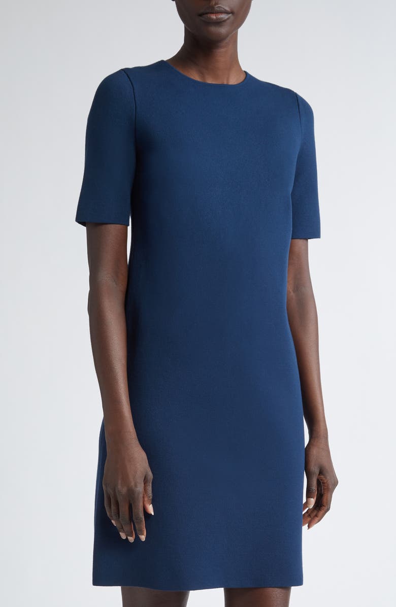 Lafayette 148 New York Short Sleeve Matte Crepe Shift Dress, Alternate, color,