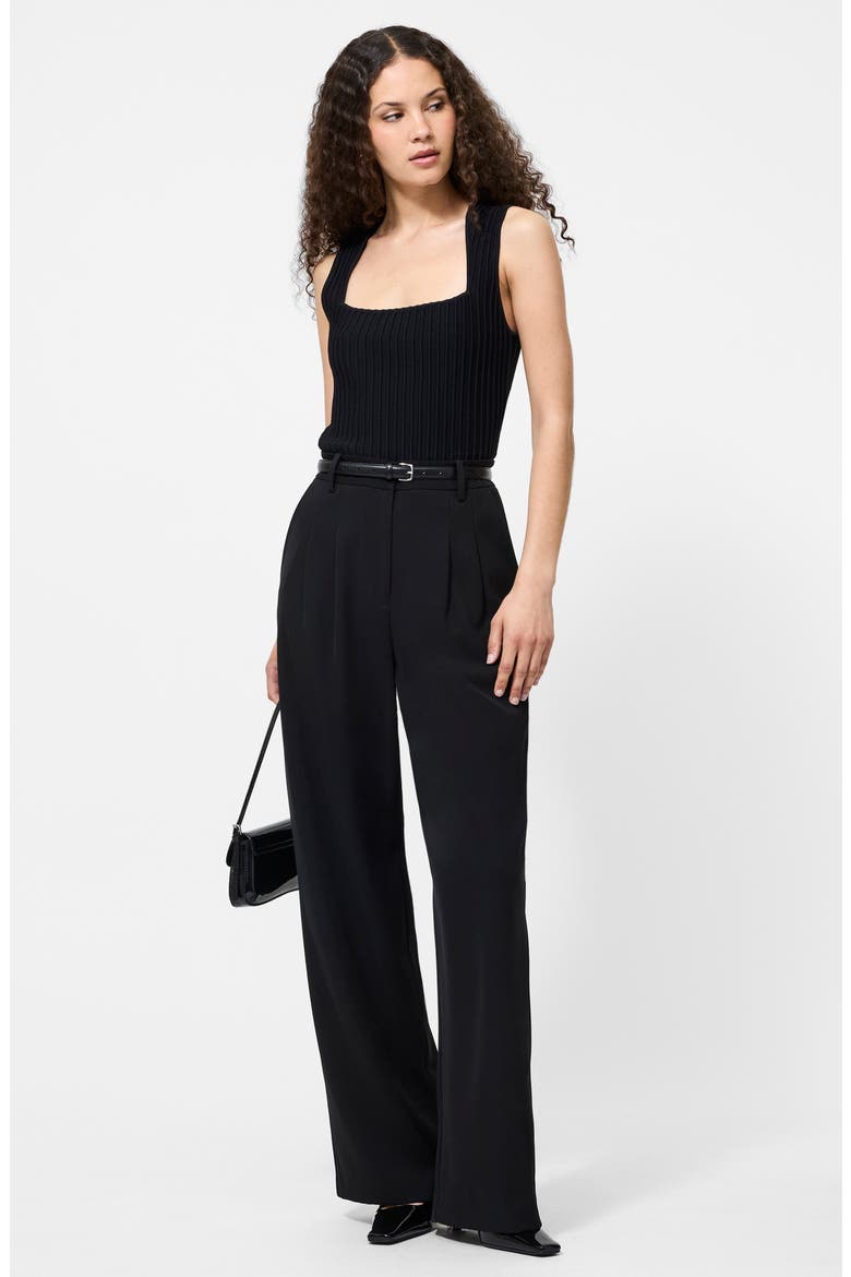 Ottoman Crinkle Sleeveless Top, Alternate, color, BLACK