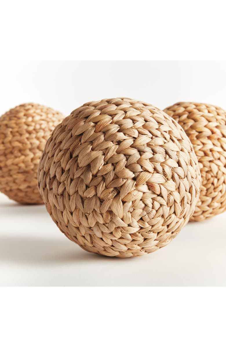 Napa Home & Garden Jace Water Hyacinth Orbs, Natural Decorative Accents, 3pc, Alternate, color, Brown