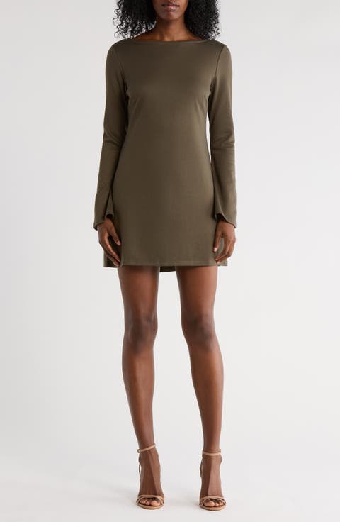 Long Sleeve Ponte A-Line Dress