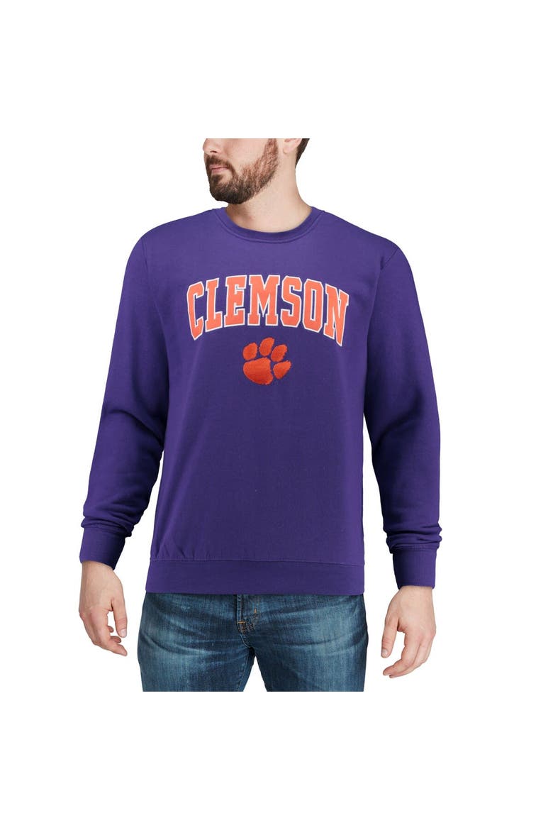 Men's Colosseum Purple Clemson Tigers Arch & Logo Crew Neck Sweatshirt, Alternate, color, Purple