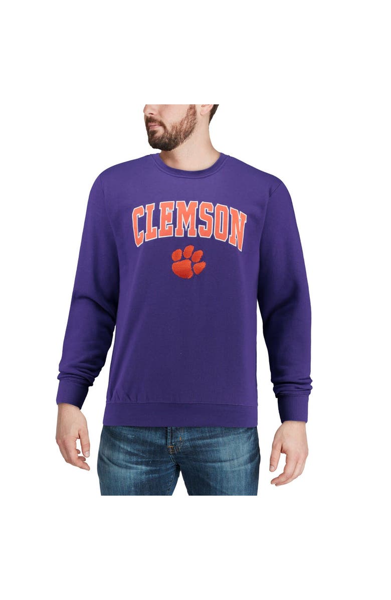 COLOSSEUM Men's Colosseum Purple Clemson Tigers Arch & Logo Crew Neck Sweatshirt, Alternate, color, Purple