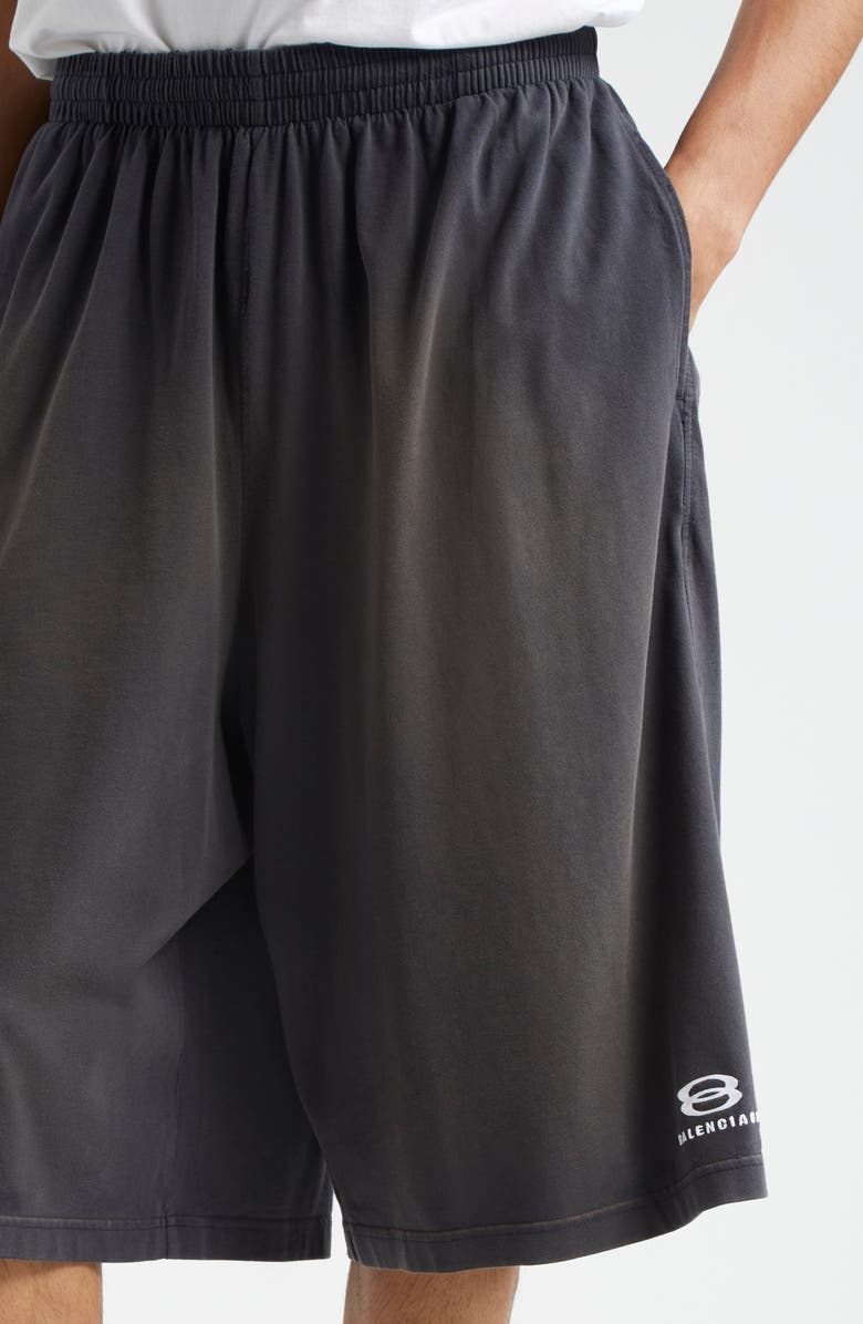 Balenciaga Sports Icon Distressed Cotton Shorts, Alternate, color, 