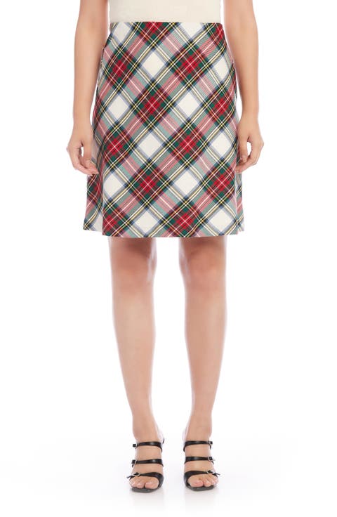 Bias Cut Plaid Pencil Skirt