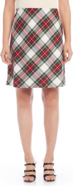 Karen Kane Bias Cut Plaid Pencil Skirt