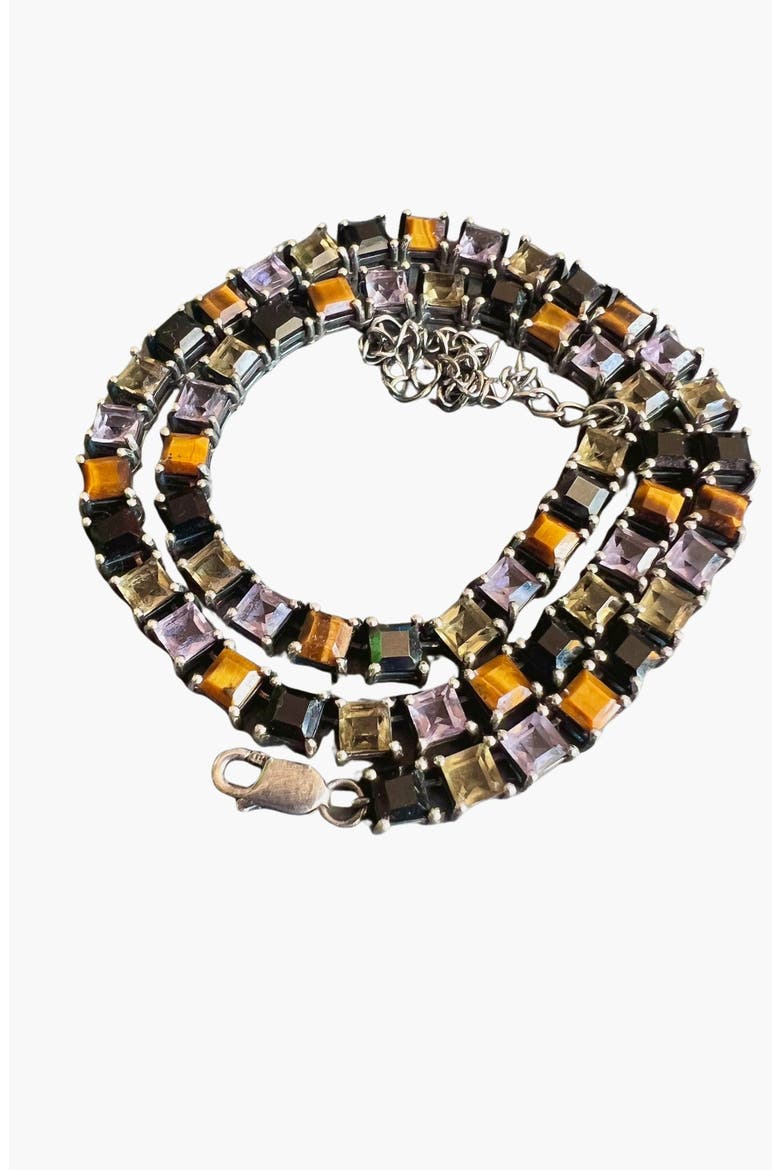 Punk Rocks Tennis Necklace, Alternate, color, Brown